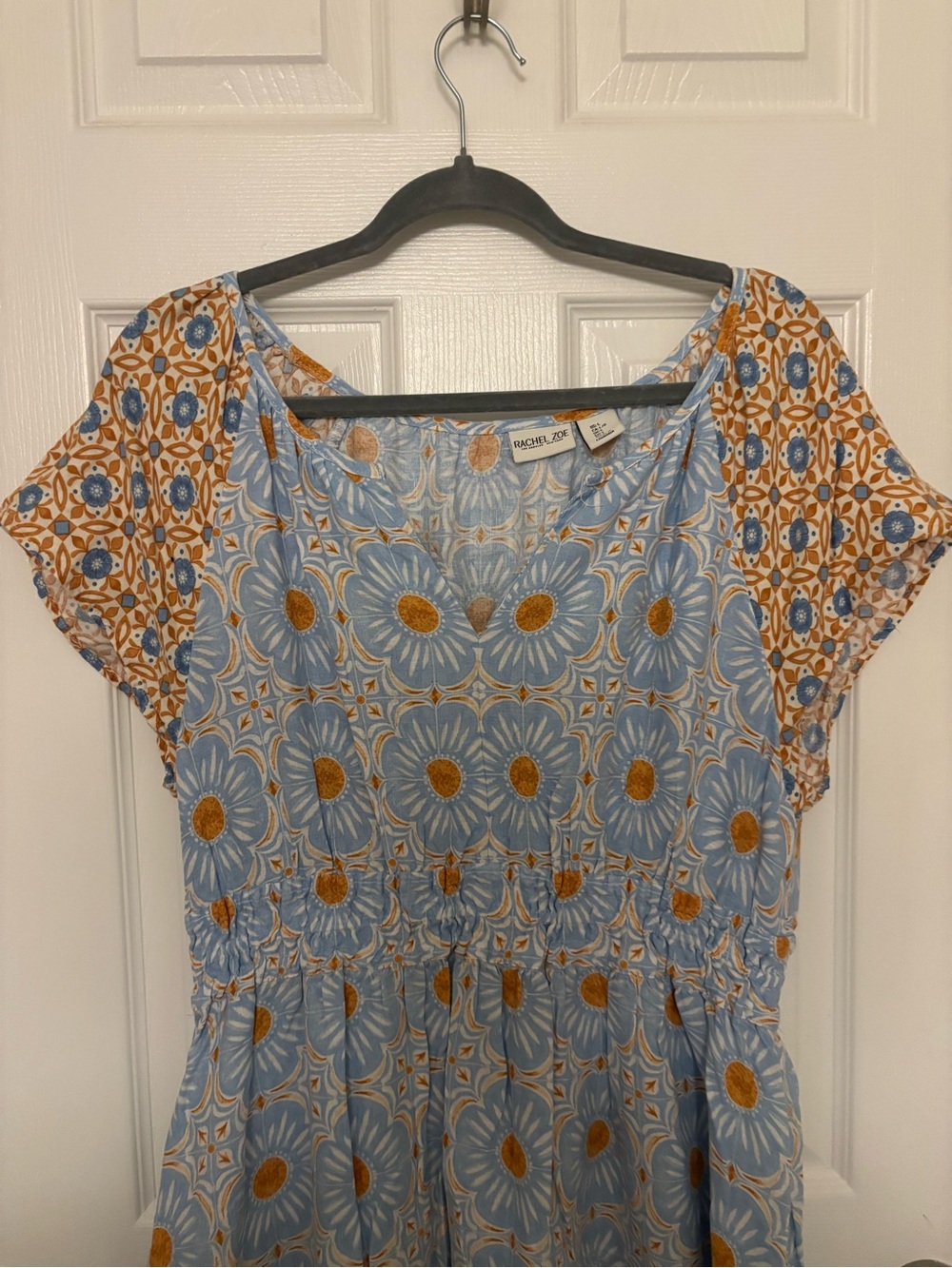 Blue Patterned Dress - Size Large - Picture 3 of 5